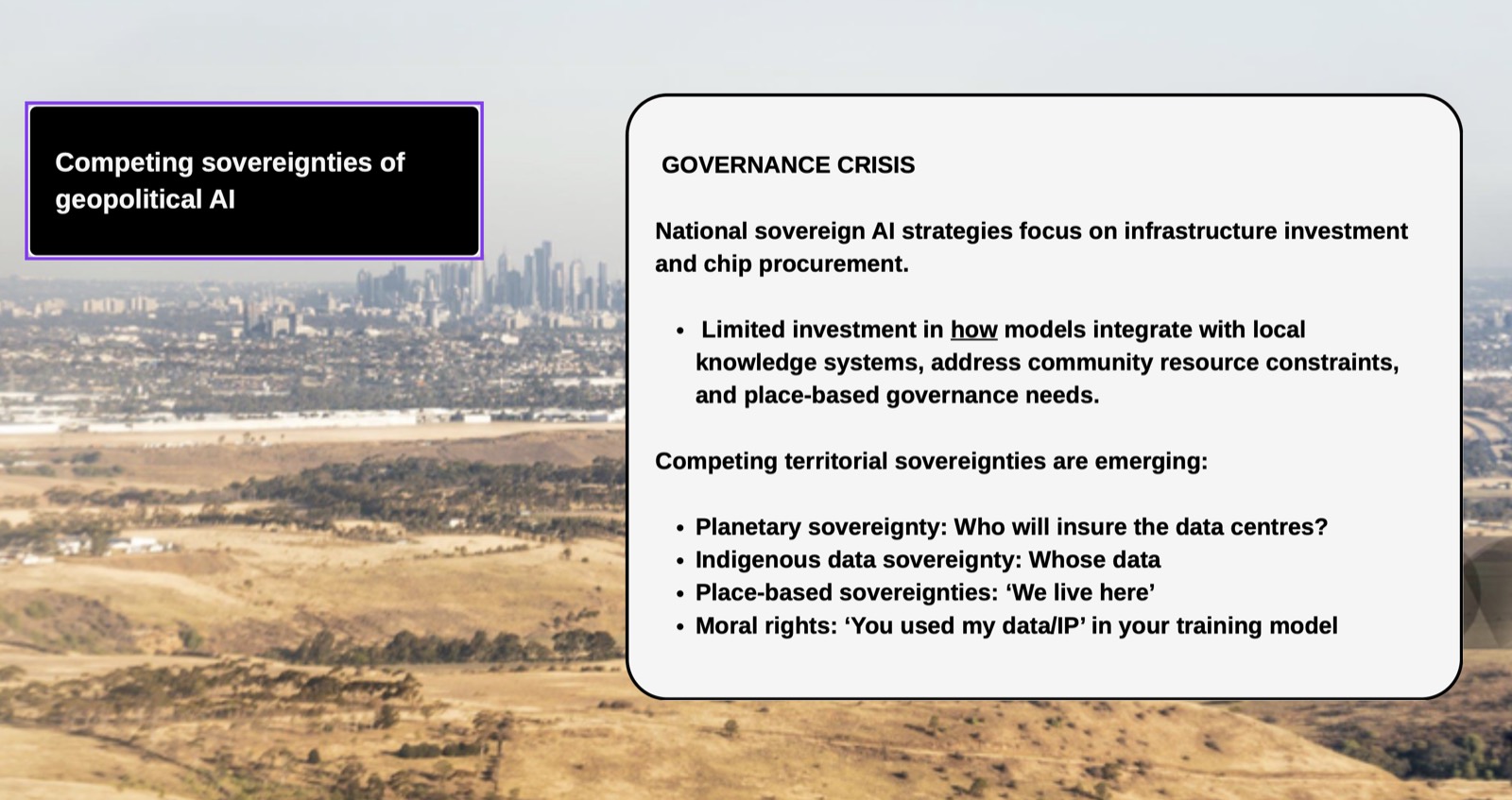 Talk slide on AI sovereignty and infrastructure